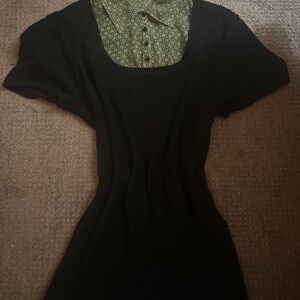 Black Dress with Patterned Neckline